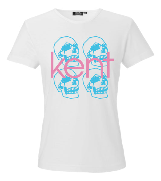 T-Shirt: Girlie Skulls Blå/Rosa